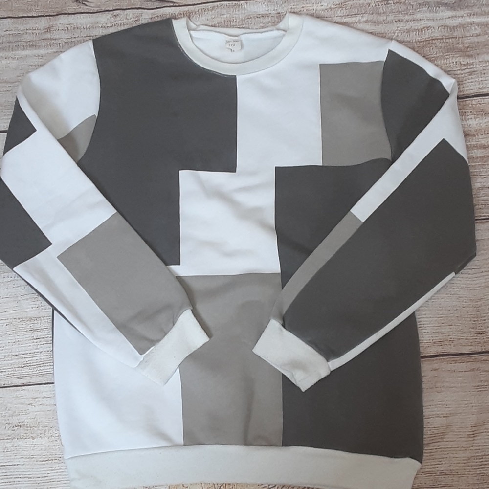 San You crew cotton top color block sz 14